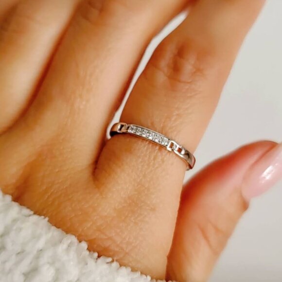 Chain Link Sterling Silver Ring, Simple Chain Ring, Stacking Ring, Minimalist - Picture 7 of 7
